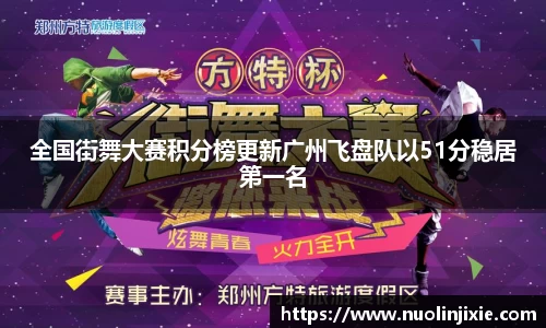 全国街舞大赛积分榜更新广州飞盘队以51分稳居第一名