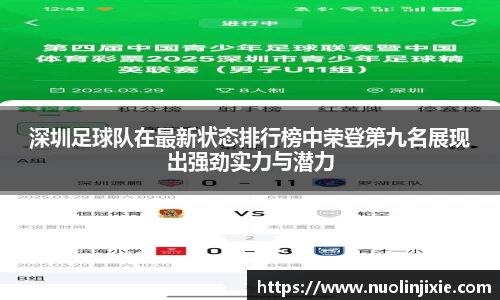 深圳足球队在最新状态排行榜中荣登第九名展现出强劲实力与潜力